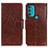 Leather Case Stands Flip Cover Holder N05P for Motorola Moto G71 5G Brown