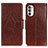 Leather Case Stands Flip Cover Holder N05P for Motorola Moto G82 5G Brown