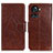 Leather Case Stands Flip Cover Holder N05P for OnePlus 10R 5G Brown