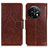 Leather Case Stands Flip Cover Holder N05P for OnePlus 11 5G Brown