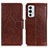 Leather Case Stands Flip Cover Holder N05P for OnePlus 9RT 5G Brown