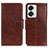 Leather Case Stands Flip Cover Holder N05P for OnePlus Nord 2T 5G Brown