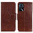 Leather Case Stands Flip Cover Holder N05P for Oppo A16s Brown