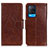 Leather Case Stands Flip Cover Holder N05P for Oppo A54 4G Brown