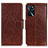 Leather Case Stands Flip Cover Holder N05P for Oppo A54s Brown