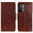 Leather Case Stands Flip Cover Holder N05P for Oppo A74 5G Brown