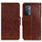 Leather Case Stands Flip Cover Holder N05P for Oppo A93 5G Brown