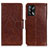 Leather Case Stands Flip Cover Holder N05P for Oppo F19 Brown