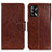 Leather Case Stands Flip Cover Holder N05P for Oppo F19s Brown