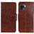 Leather Case Stands Flip Cover Holder N05P for Oppo Reno5 Lite Brown