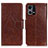 Leather Case Stands Flip Cover Holder N05P for Oppo Reno7 4G Brown