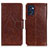 Leather Case Stands Flip Cover Holder N05P for Oppo Reno7 5G Brown