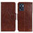 Leather Case Stands Flip Cover Holder N05P for Oppo Reno7 SE 5G Brown