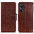 Leather Case Stands Flip Cover Holder N05P for Oppo Reno8 T 4G Brown