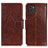 Leather Case Stands Flip Cover Holder N05P for Samsung Galaxy A03 Brown