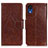 Leather Case Stands Flip Cover Holder N05P for Samsung Galaxy A03 Core Brown