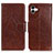 Leather Case Stands Flip Cover Holder N05P for Samsung Galaxy A04E Brown