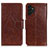 Leather Case Stands Flip Cover Holder N05P for Samsung Galaxy A13 4G Brown