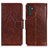 Leather Case Stands Flip Cover Holder N05P for Samsung Galaxy A13 5G Brown
