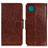 Leather Case Stands Flip Cover Holder N05P for Samsung Galaxy A22 5G Brown