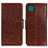 Leather Case Stands Flip Cover Holder N05P for Samsung Galaxy A22s 5G Brown