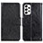 Leather Case Stands Flip Cover Holder N05P for Samsung Galaxy A23 4G Black