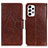 Leather Case Stands Flip Cover Holder N05P for Samsung Galaxy A23 4G Brown