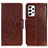 Leather Case Stands Flip Cover Holder N05P for Samsung Galaxy A53 5G Brown