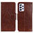 Leather Case Stands Flip Cover Holder N05P for Samsung Galaxy A73 5G Brown