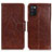 Leather Case Stands Flip Cover Holder N05P for Samsung Galaxy F02S SM-E025F Brown