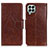 Leather Case Stands Flip Cover Holder N05P for Samsung Galaxy M33 5G Brown