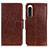 Leather Case Stands Flip Cover Holder N05P for Sony Xperia 5 IV Brown