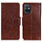Leather Case Stands Flip Cover Holder N05P for Vivo iQOO Z6 5G Brown