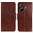 Leather Case Stands Flip Cover Holder N05P for Vivo T1 5G Brown