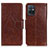 Leather Case Stands Flip Cover Holder N05P for Vivo T1 5G India Brown