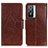 Leather Case Stands Flip Cover Holder N05P for Vivo Y76s 5G Brown