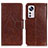 Leather Case Stands Flip Cover Holder N05P for Xiaomi Mi 12 Pro 5G Brown