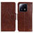 Leather Case Stands Flip Cover Holder N05P for Xiaomi Mi 13 5G Brown