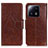 Leather Case Stands Flip Cover Holder N05P for Xiaomi Mi 13 Pro 5G Brown