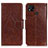 Leather Case Stands Flip Cover Holder N05P for Xiaomi POCO C3 Brown