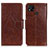 Leather Case Stands Flip Cover Holder N05P for Xiaomi POCO C31 Brown