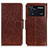 Leather Case Stands Flip Cover Holder N05P for Xiaomi Poco M4 Pro 4G Brown