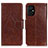 Leather Case Stands Flip Cover Holder N05P for Xiaomi Poco M5 4G Brown