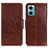 Leather Case Stands Flip Cover Holder N05P for Xiaomi Redmi 11 Prime 5G Brown