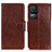 Leather Case Stands Flip Cover Holder N05P for Xiaomi Redmi K50 5G Brown