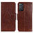 Leather Case Stands Flip Cover Holder N05P for Xiaomi Redmi Note 11 Pro 4G Brown