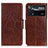 Leather Case Stands Flip Cover Holder N05P for Xiaomi Redmi Note 11E Pro 5G Brown