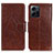 Leather Case Stands Flip Cover Holder N05P for Xiaomi Redmi Note 12 4G Brown