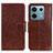 Leather Case Stands Flip Cover Holder N05P for Xiaomi Redmi Note 13 Pro 5G Brown