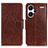 Leather Case Stands Flip Cover Holder N05P for Xiaomi Redmi Note 13 Pro+ Plus 5G Brown